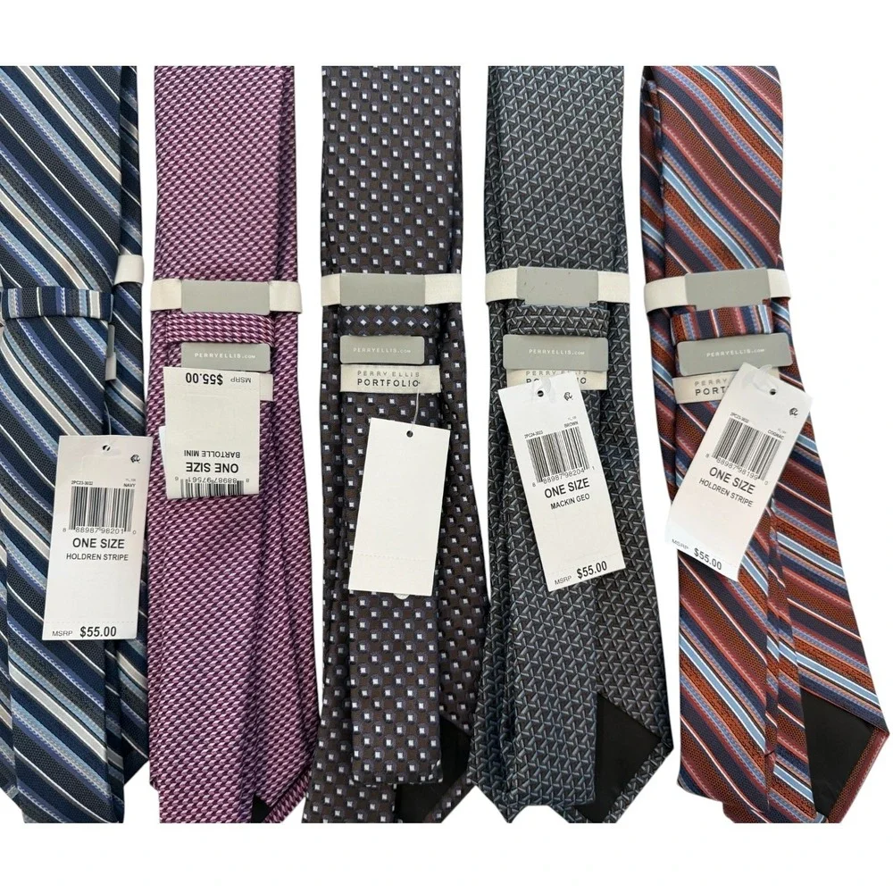 Perry Ellis Portfolio Men's Ties Classic business office casual Necktie Lot of 5
